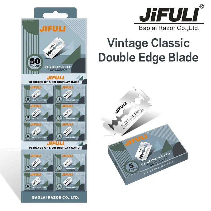 Double-Edge Stainless Steel Safety Razor Blades, 50 Pack
