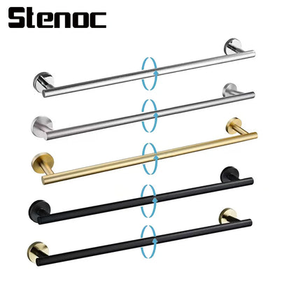 Wall Mounted Towel Bar, Stainless Steel Bathroom Rack, Gold or Black