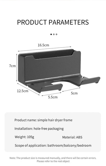 Hair Dryer Holder, Wall Mounted Bathroom Styling Tool Rack