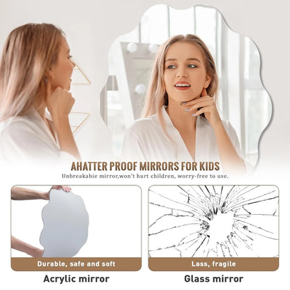 Irregular Acrylic Wall Mirror, Frameless Shatterproof Accent Mirror