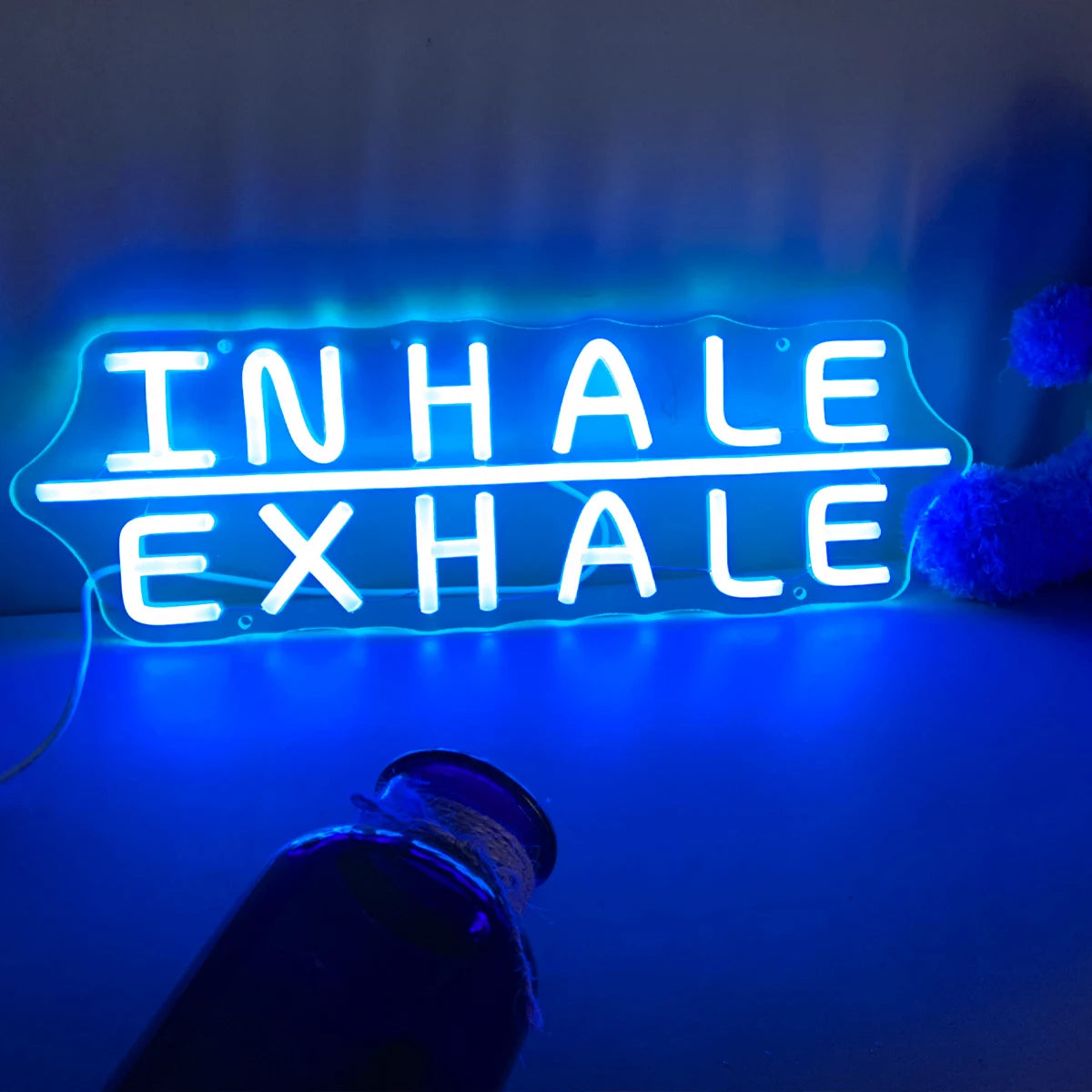 Inhale Exhale LED Neon Sign, USB Tabletop Light for Yoga Studio