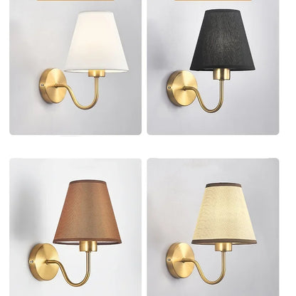 Nordic Fabric Wall Lamp, Iron Bedside Sconce with Cloth Shade, E27