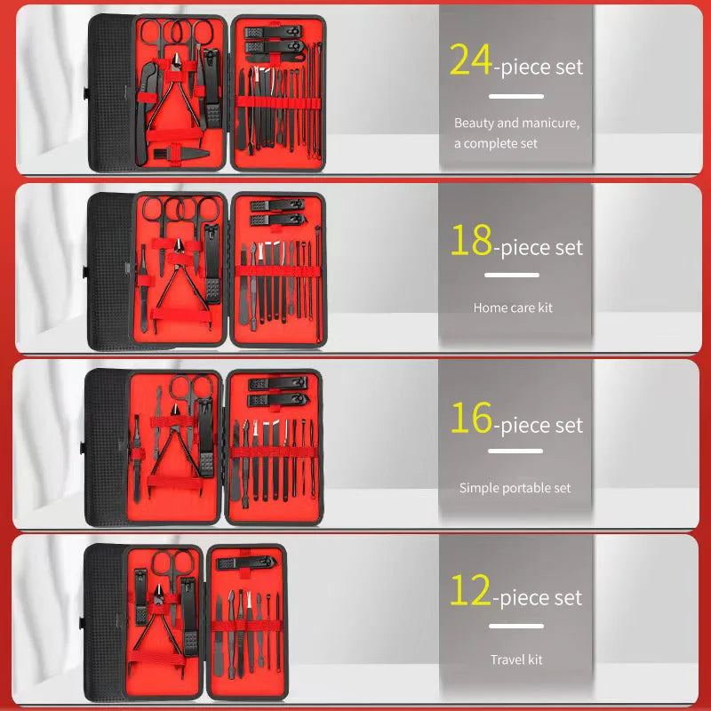 Black and Red Manicure and Pedicure Set