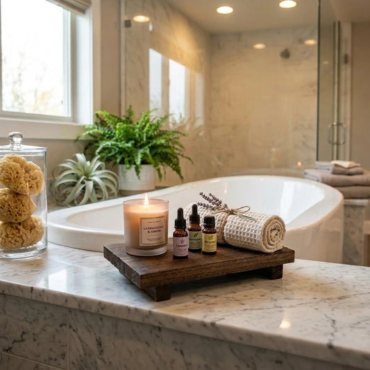 Retro Charred Wood Vanity Tray with Feet