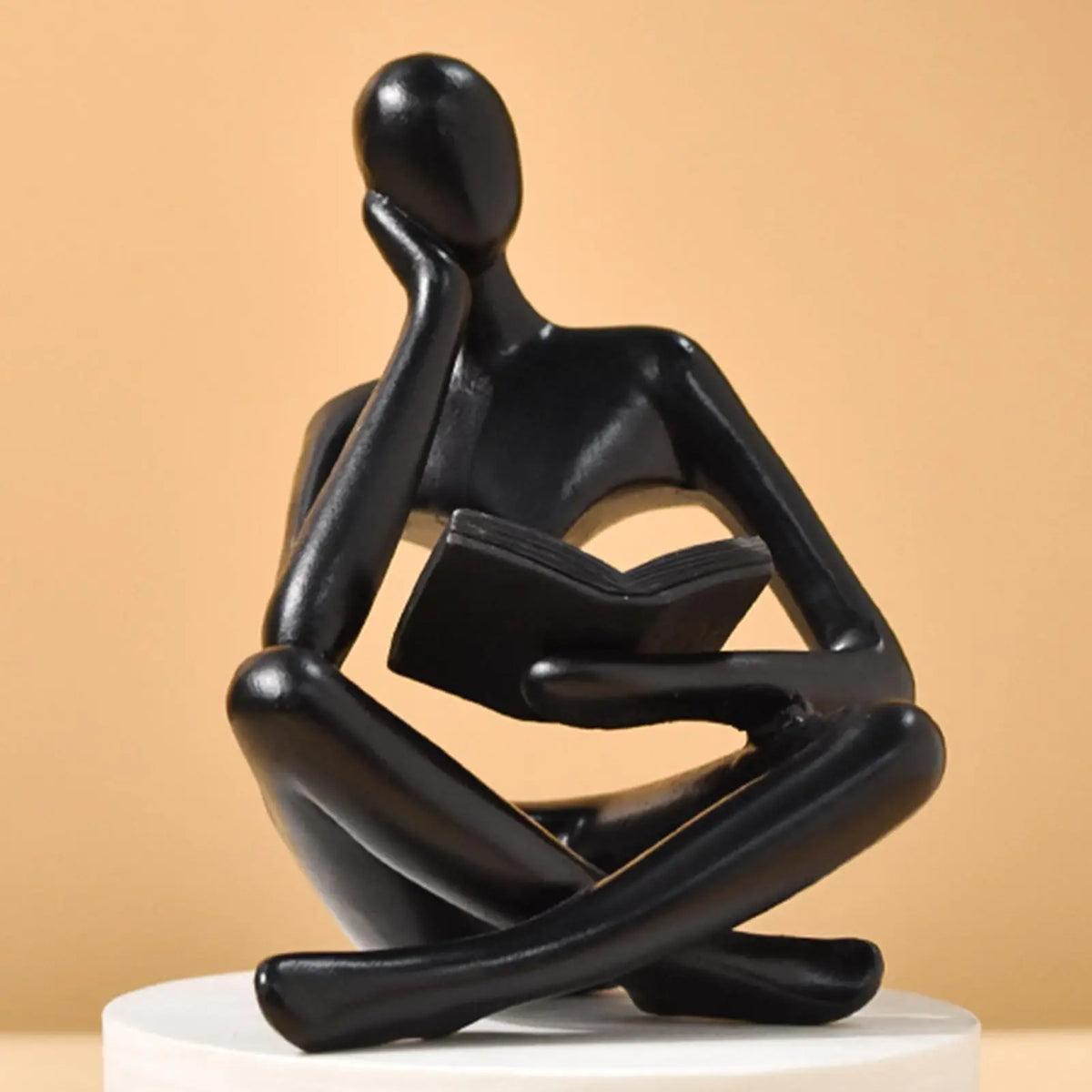 Reading Thinker Bookshelf Statue, Abstract Resin Book Lover Decor