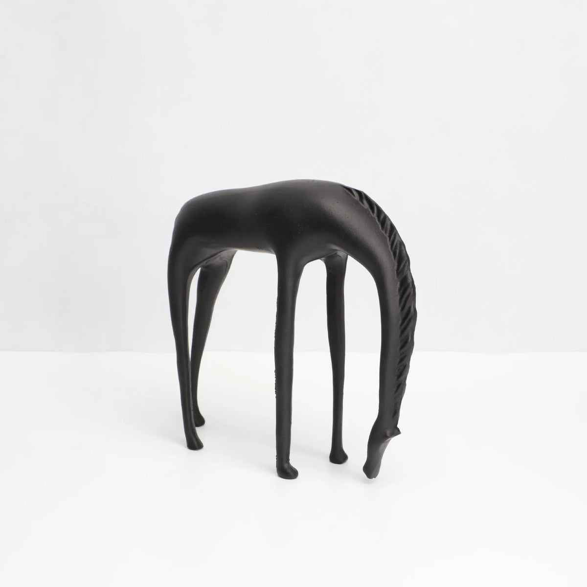 Black Cast Iron Abstract Horse and Deer Statue