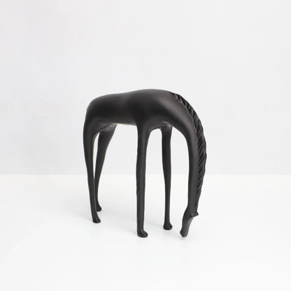 Black Cast Iron Abstract Horse and Deer Statue