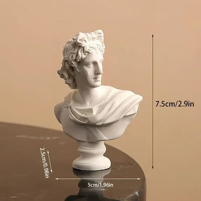 Mini David Bust Statue, White Resin Michelangelo Replica