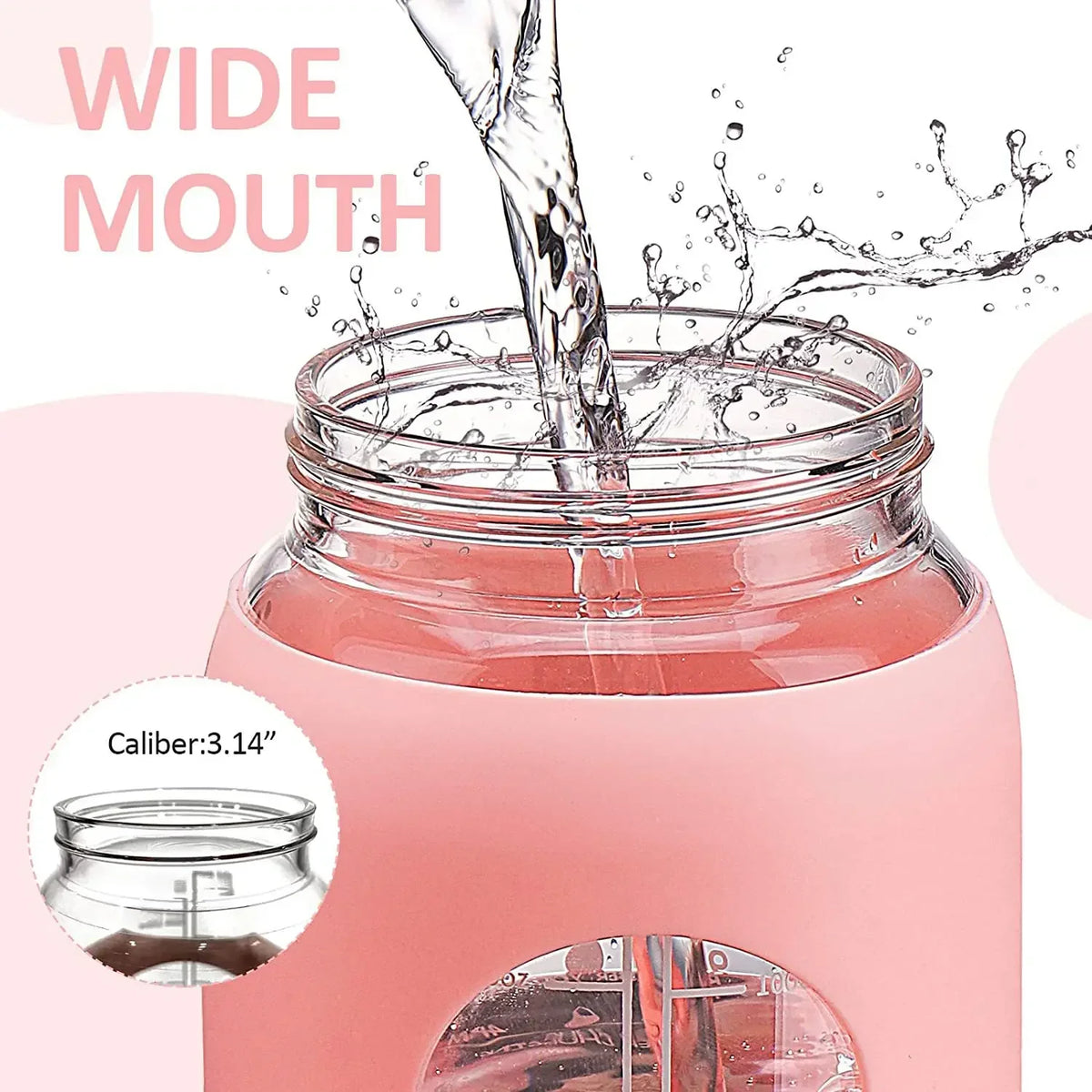 1L Glass Water Bottle with Straw and Sleeve