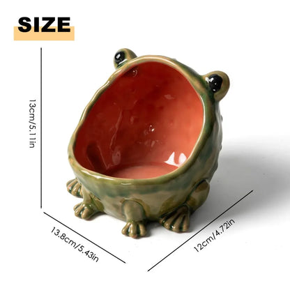 Ceramic Frog Trinket Bowl, Glossy Catchall Dish for Entryway