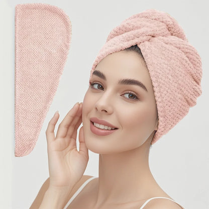 Hair Towel Wrap, Textured Quick Dry Button Hair Turban