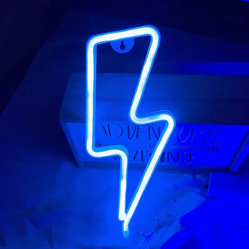Lightning Bolt Neon Table Light, USB or Battery LED Desk Lamp