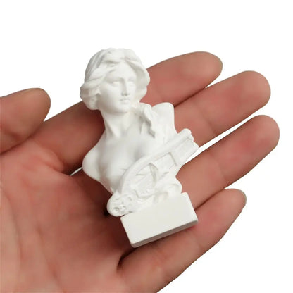 Mini Greek Bust Statue, Plaster Style Resin Figurine