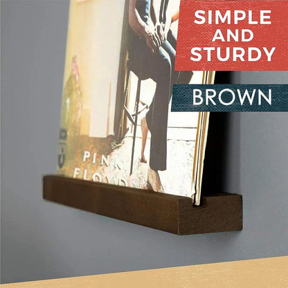 Vinyl Record Wall Holder, Solid Wood Now Playing Display Shelf