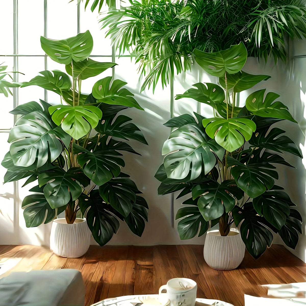 Artificial Monstera Plant, Faux Palm Tree with 12 or 18 Leaves