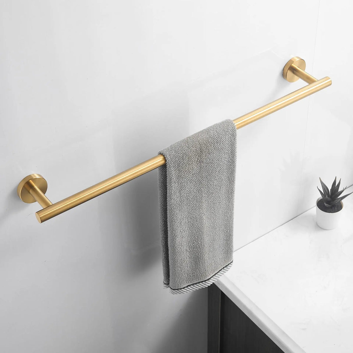 Wall Mounted Towel Bar, Stainless Steel Bathroom Rack, Gold or Black
