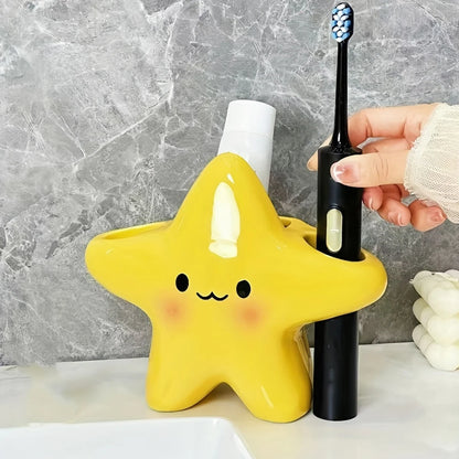 Star Toothbrush Holder, Cute Freestanding Bathroom Organizer