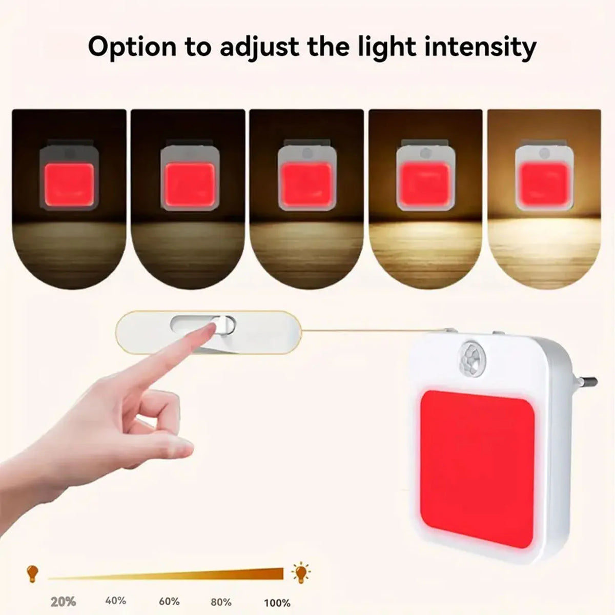 Plug-In Red Night Light with Auto On/Off