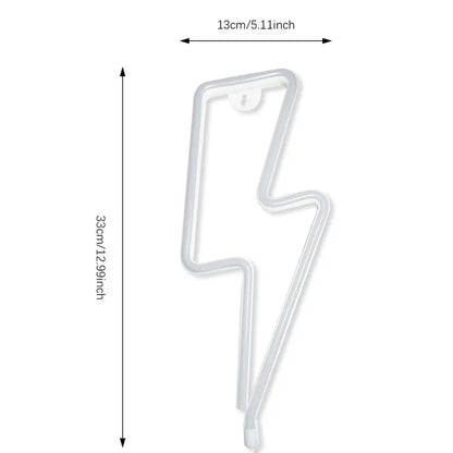 Lightning Bolt Neon Table Light, USB or Battery LED Desk Lamp