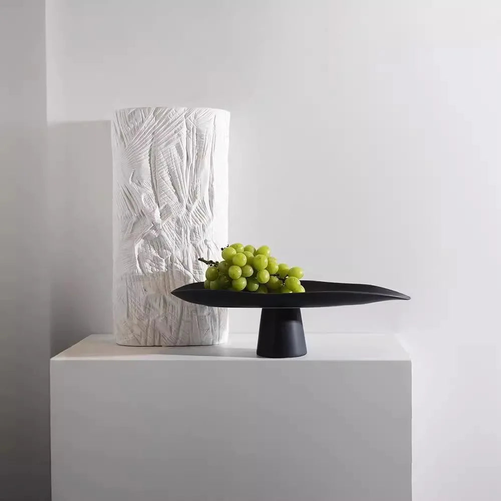 Pedestal Fruit Tray, Modern Resin Footed Dish, White or Black