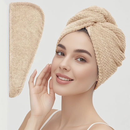 Hair Towel Wrap, Textured Quick Dry Button Hair Turban