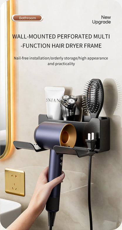 Hair Dryer Holder, Wall Mounted Bathroom Styling Tool Rack