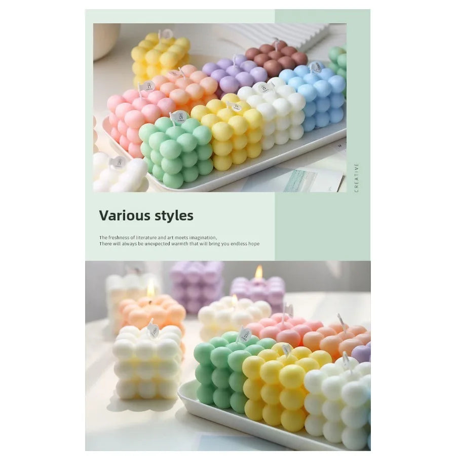 Bubble Cube Candle, Handmade Soy Wax Scented Decor Candle