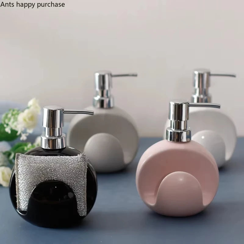 2-in-1 Ceramic Soap Dispenser with Sponge Holder