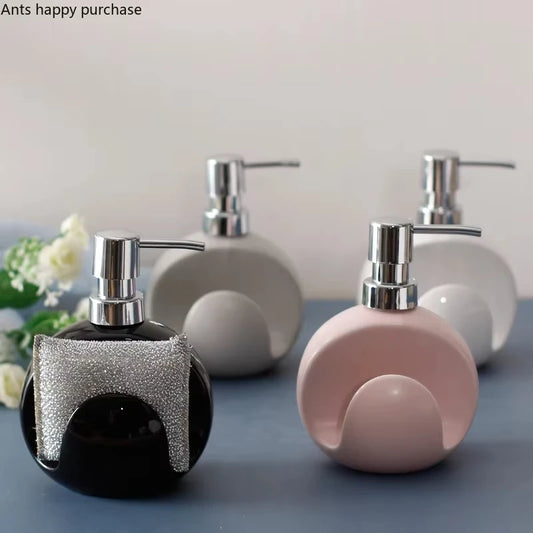 2-in-1 Ceramic Soap Dispenser with Sponge Holder