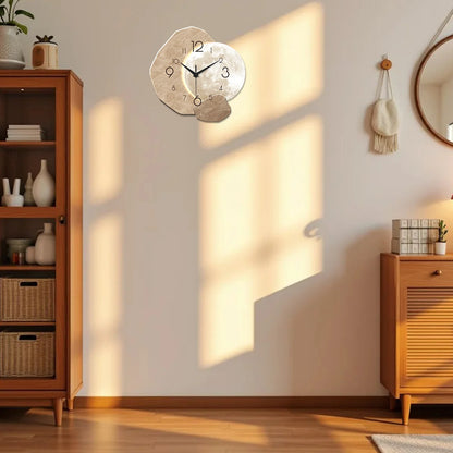 Moon Wall Clock, Silent Wooden Minimalist Clock, 12 to 16 Inch