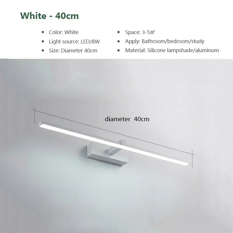 LED Vanity Wall Light, Modern Bathroom Sconce with Acrylic Shade
