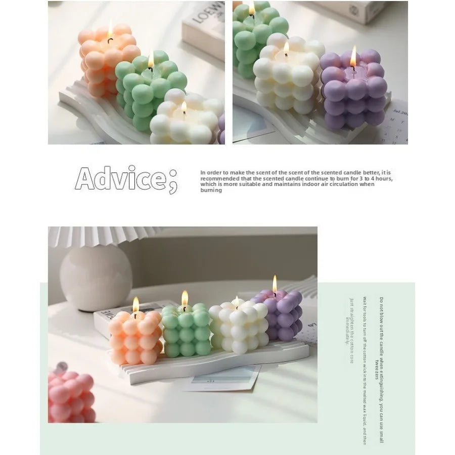 Bubble Cube Candle, Handmade Soy Wax Scented Decor Candle