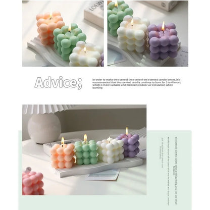 Bubble Cube Candle, Handmade Soy Wax Scented Decor Candle