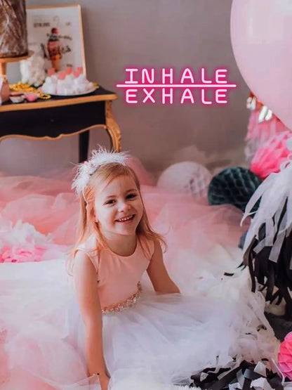 Inhale Exhale LED Neon Sign, USB Tabletop Light for Yoga Studio