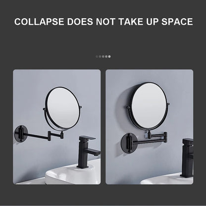 Round Wall Mirror, Double-Sided 360 Rotating Folding Arm Mirror