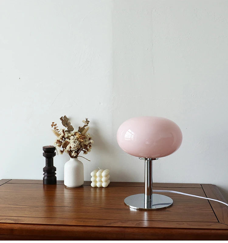 Macaron Glass Table Lamp, Pastel USB Bedside Lamp for Bedroom