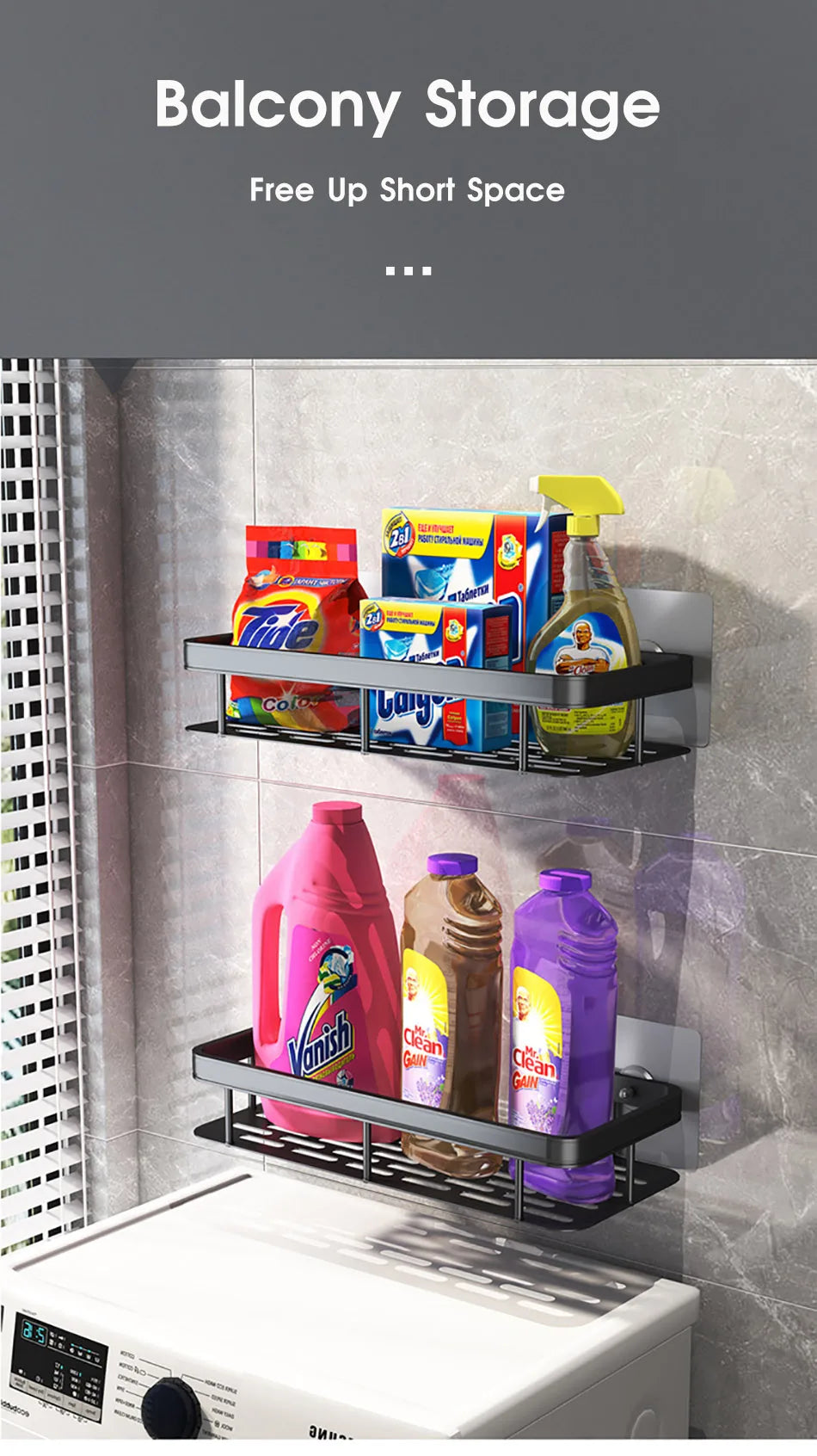 Corner Shower Shelf, No Drill Aluminum Bathroom Caddy