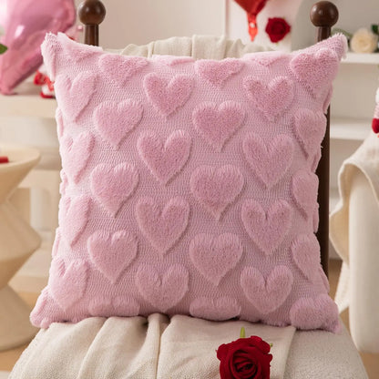 Pink Heart Throw Pillow, Soft Plush Cushion, 30 x 40 cm