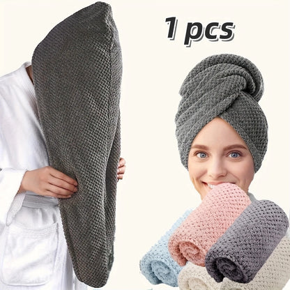 Hair Towel Wrap, Textured Quick Dry Button Hair Turban