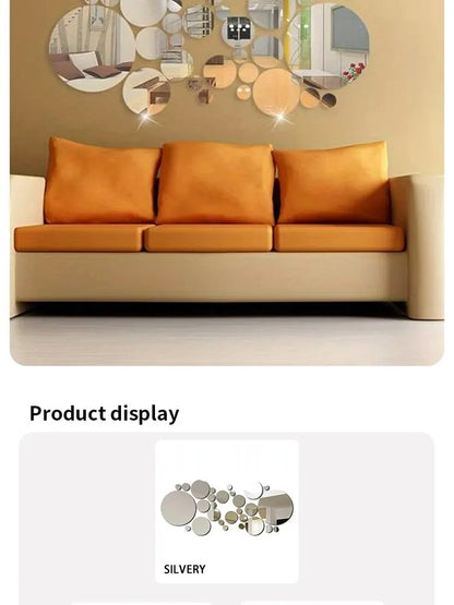 3D Acrylic Round Mirror Wall Stickers, 26 Pieces