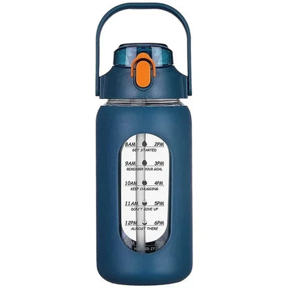 1L Glass Water Bottle with Straw and Sleeve