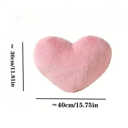 Pink Heart Throw Pillow, Soft Plush Cushion, 30 x 40 cm