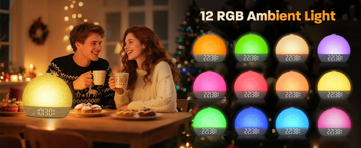 Sunrise Alarm Clock with White Noise and RGB Light
