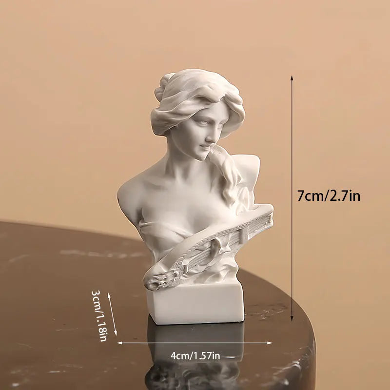 Mini David Bust Statue, White Resin Michelangelo Replica