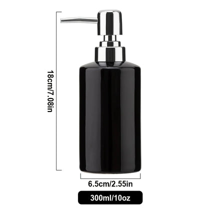 Ceramic Soap Dispenser, Glossy 10 oz Refillable Pump Bottle
