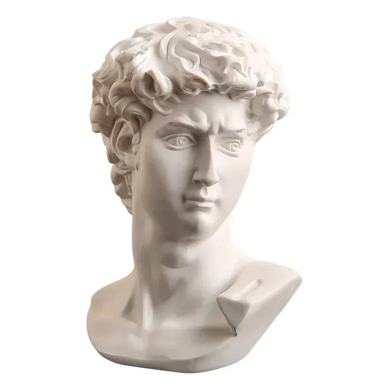 Mini David Bust Statue, White Resin Michelangelo Replica