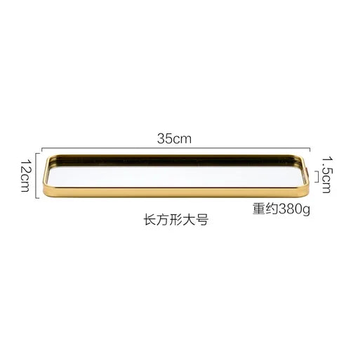 Gold Mirror Tray, Rectangular or Oval Glass Vanity Tray