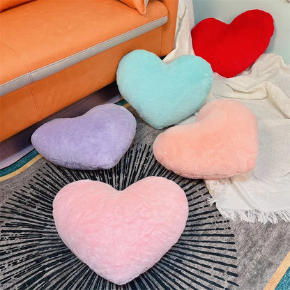 Pink Heart Throw Pillow, Soft Plush Cushion, 30 x 40 cm