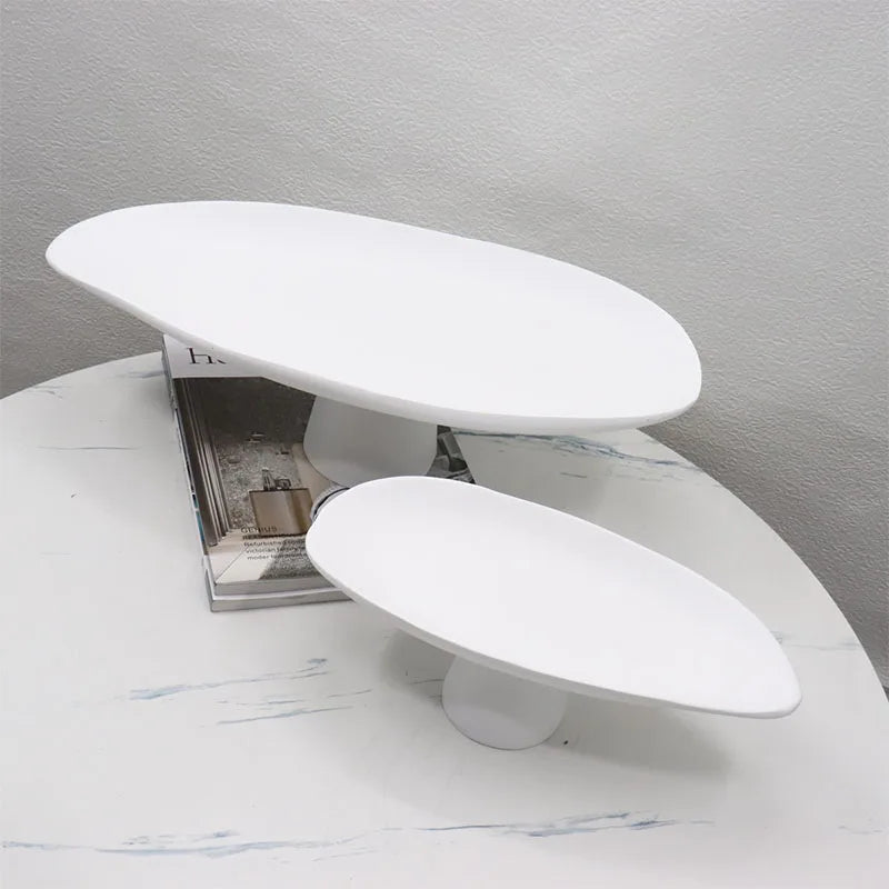 Pedestal Fruit Tray, Modern Resin Footed Dish, White or Black