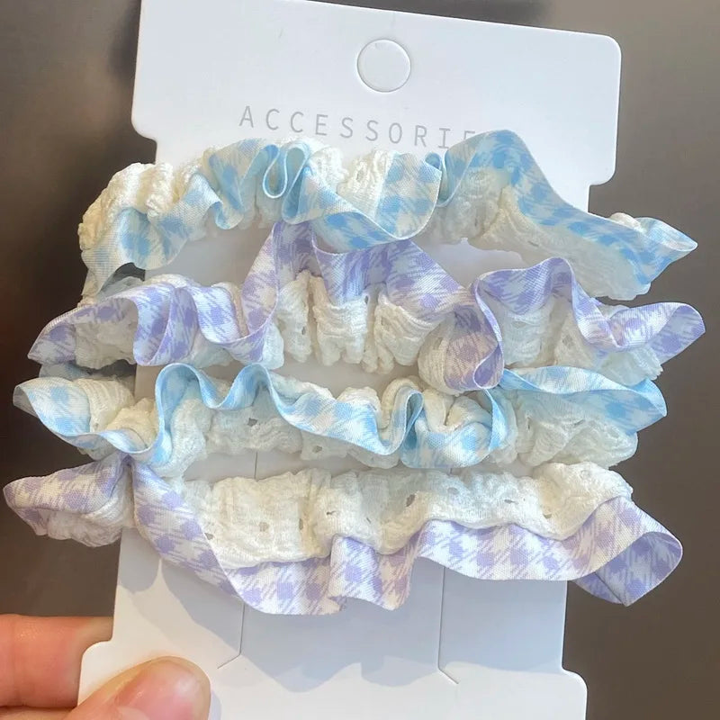 Satin Scrunchie Set, 4 Small Elastic Hair Ties